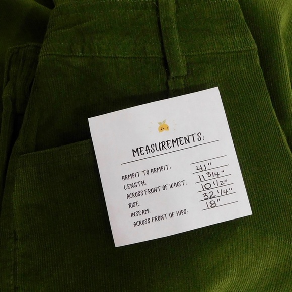 NWT!! WEWOREWHAT Elastic Back Corduroy Pants Basil Green Preppy Academia X-Small - Picture 16 of 16